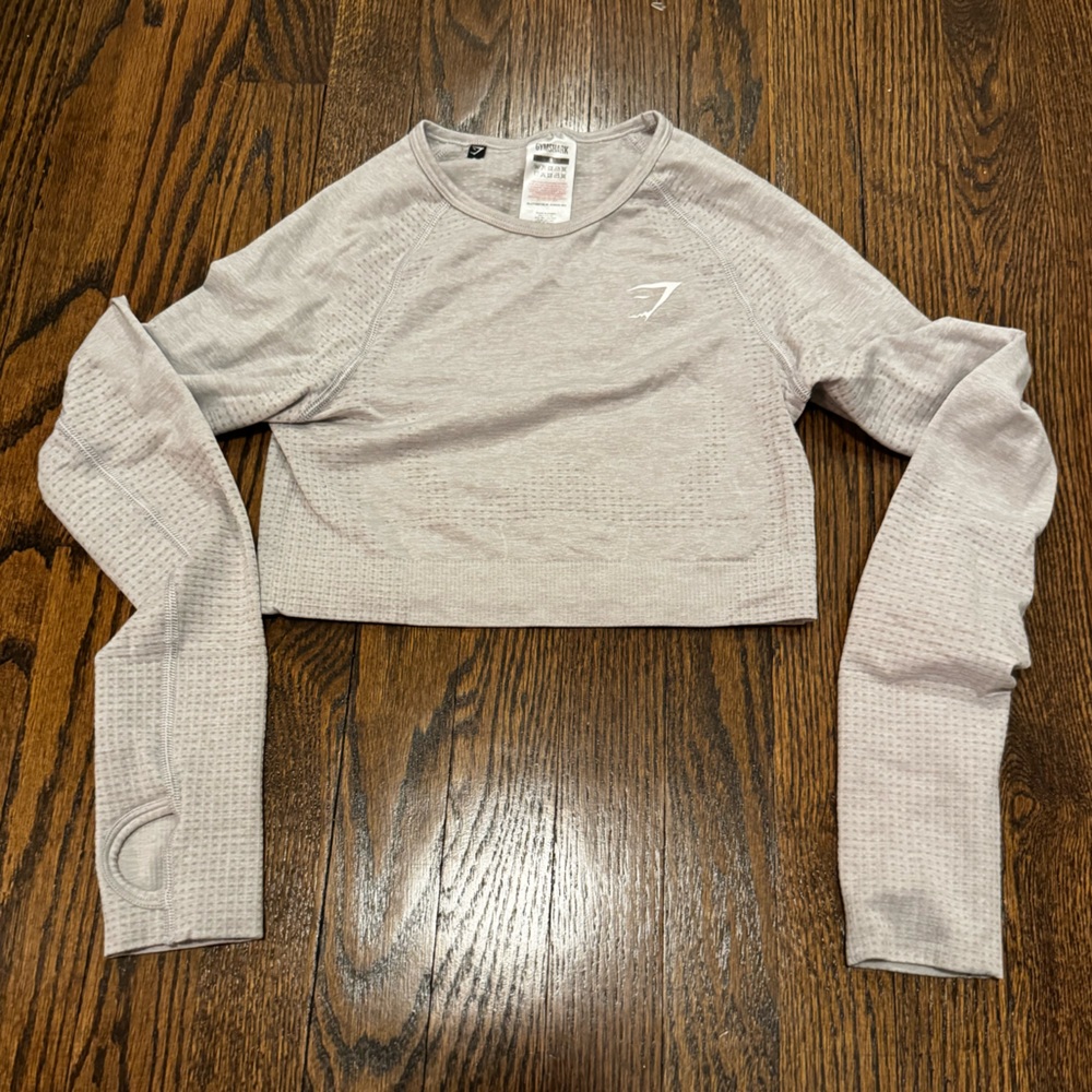 Gray Gymshark Vitality Cropped Long Sleeve